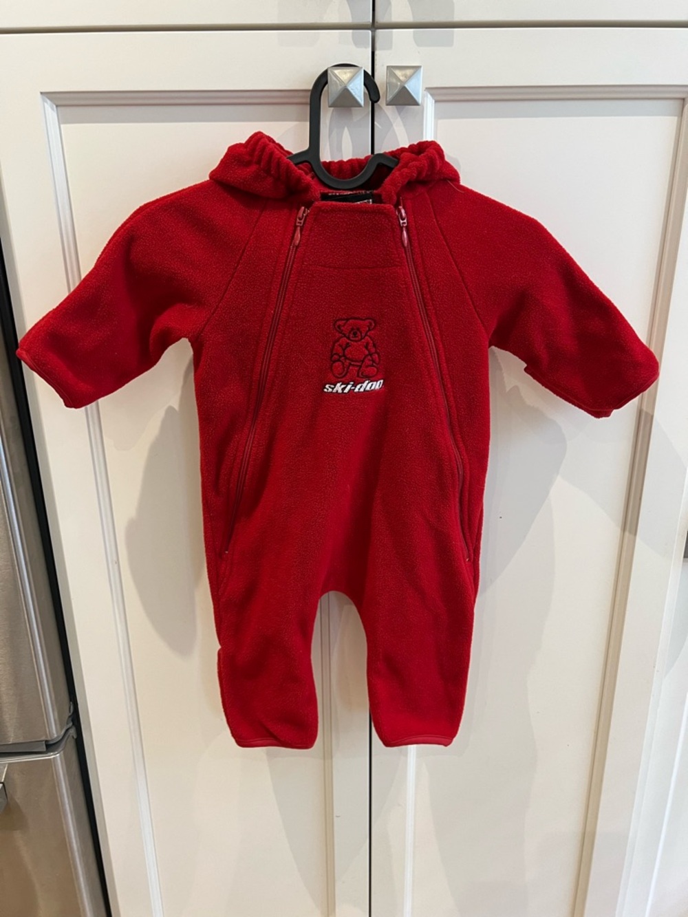 Vintage ski-doo fleece Red Fleece One-Piece Hooded Suit 6m